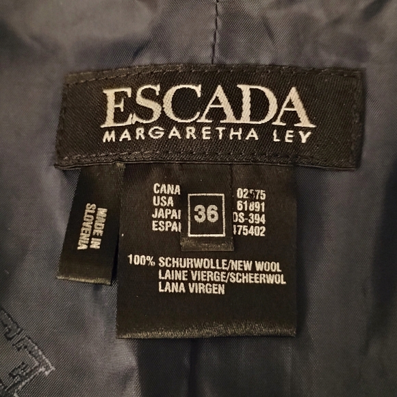 Escada Vintage Zegna Wool Blazer Women’s 6 Gray Pinstripe Double Breasted - Picture 5 of 8